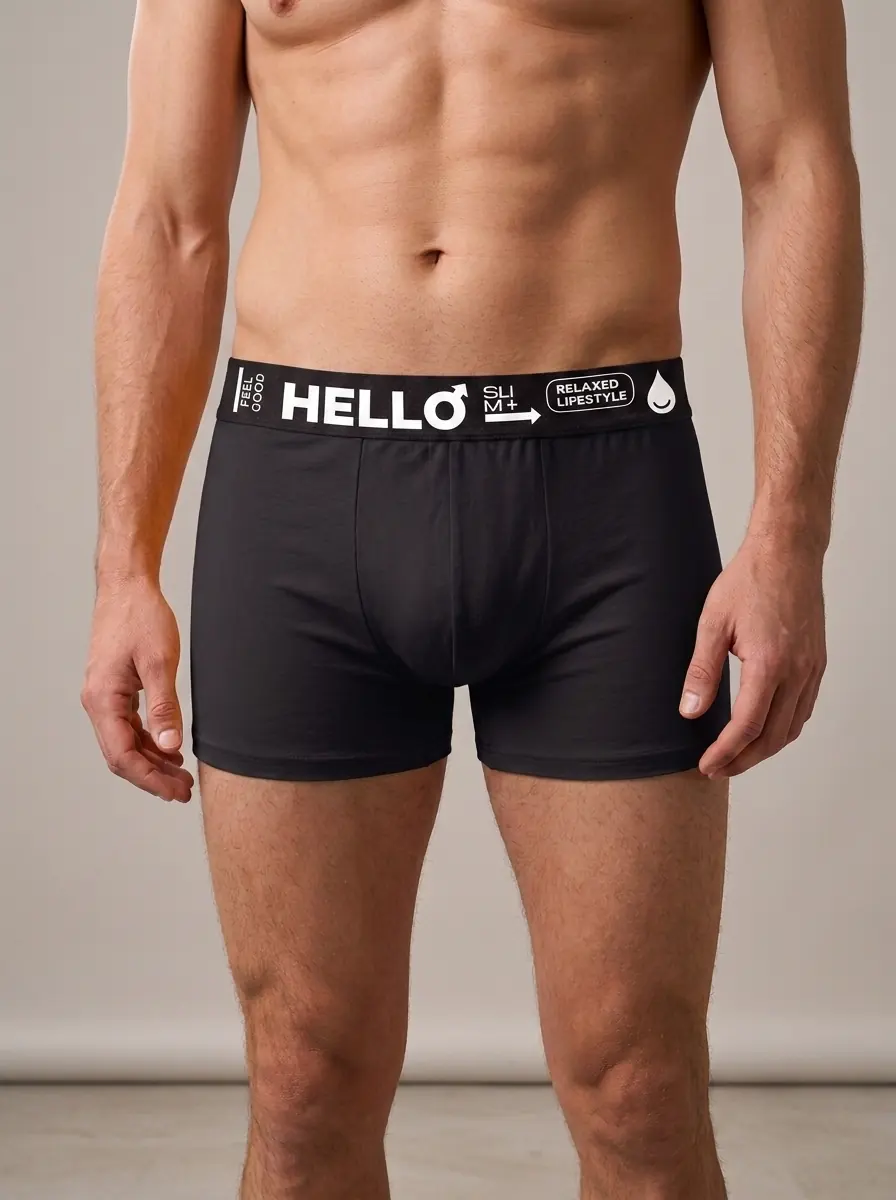 Derin siyah boxer giyen model